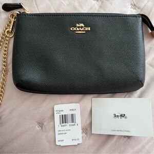 Coach Black Wristlet with Gold Chain